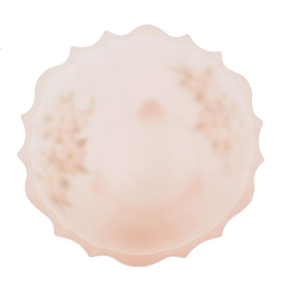 Satin Glass Hand Painted Pink Footed Bowl Scalloped Rim Ribbed Depression VTG - Picture 4 of 6